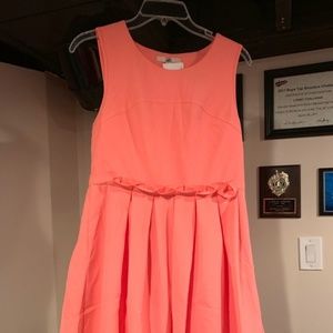 Ruffle Coral Fit & Flare Dress
